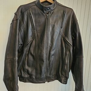 Protech Mens Large leather Motorcycle Jacket